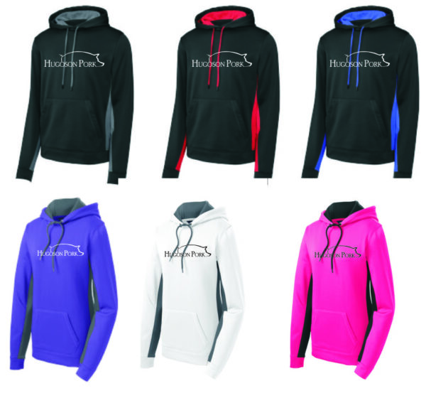Hugoson Pork Ladies Color Block Moisture Wicking Hoody Bacon Bucks $45