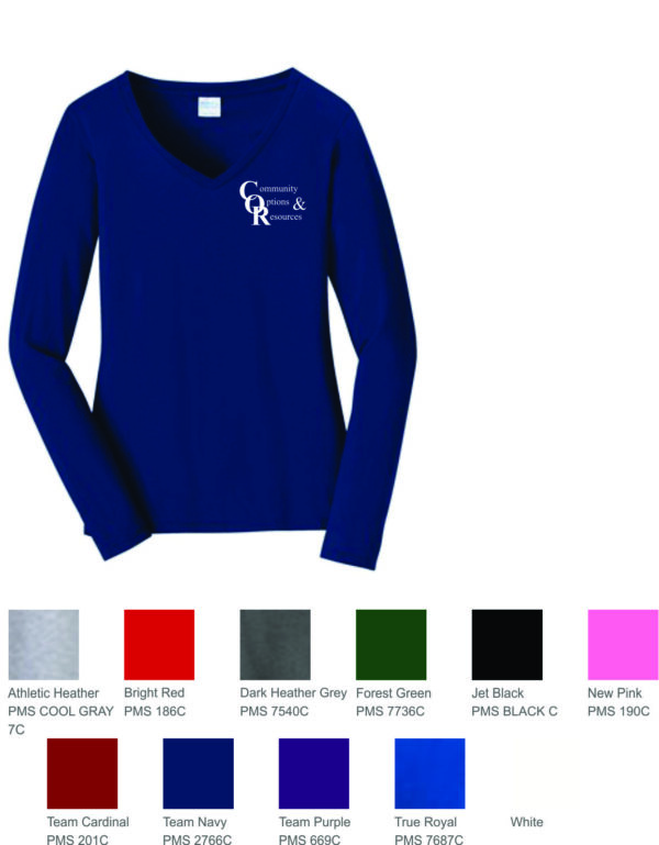 COR Port & Company® Women's Long Sleeve Fan Favorite™ V-Neck Tee LPC450VLS