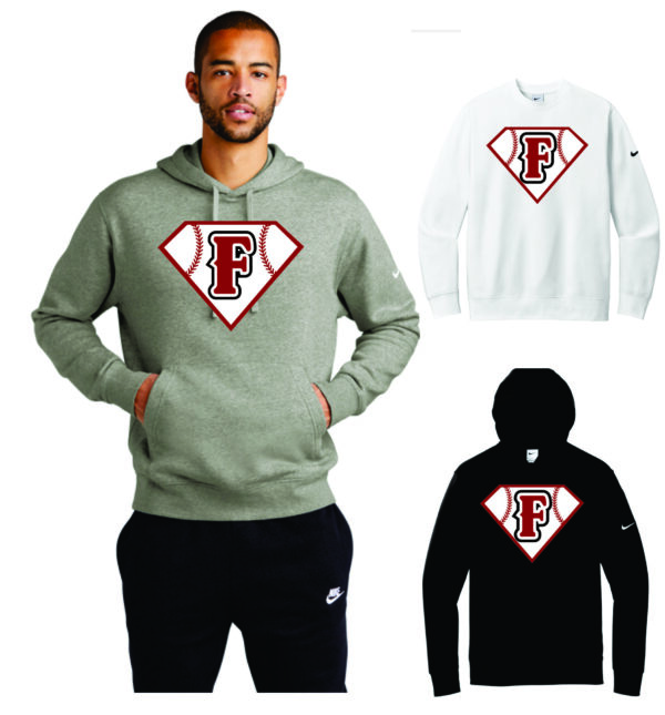 Fairmont Baseball Nike Club Fleece Sleeve Swoosh Crew
