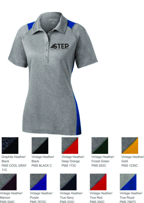 Step Sport-Tek® Heather Colorblock  LadiesContender™ Polo $26-30